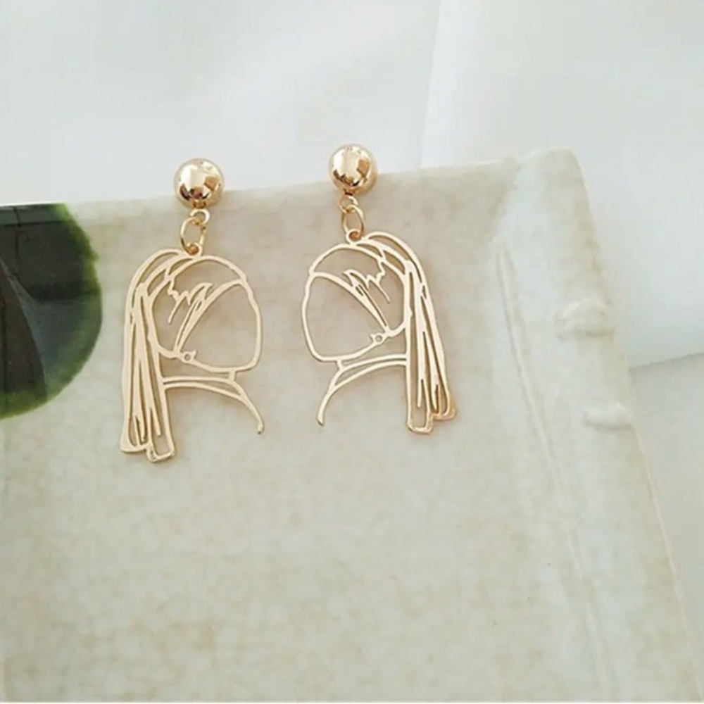 Girl‎ with a Pearl Earring Drop Earrings Womens OS Gold New Art History Jewelry